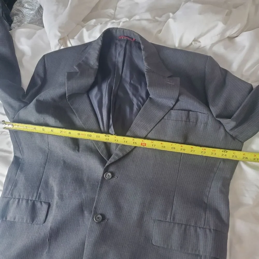 Hart Schaffner Marx Vintage Suit Coat Size 44 Pinstripe Gray Grey Viracle Blazer